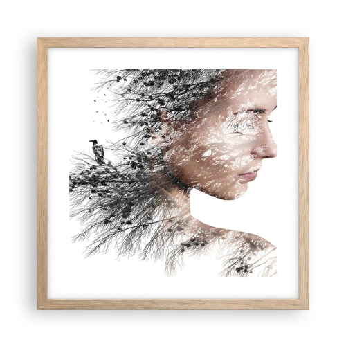 Poster in einem Rahmen aus heller Eiche - Der Geist des Waldes - 40x40 cm