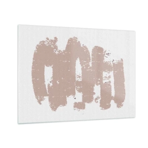 Glasbild - Bild auf glas - Rosa Pinselstriche auf weißem Hintergrund - 70x50cm - Abstraktion in zartem Rosa - Moderne Wanddekoration für Wohnzimmer und Schlafzimmer ARTTOR