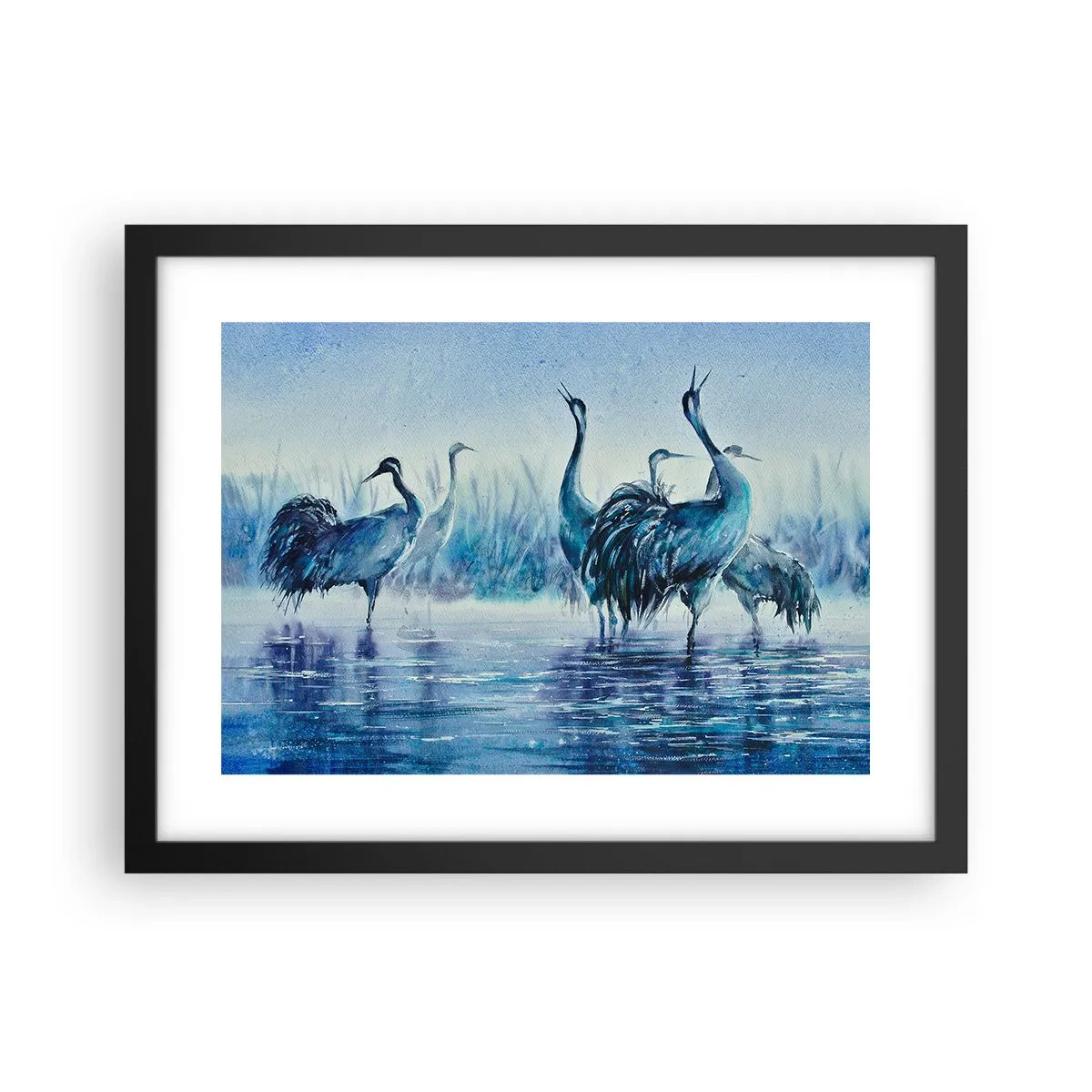 Poster in einem schwarzem Rahmen - Morgentliches Treffen - 40x30 cm