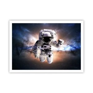 Poster - Astronaut im Weltraum - 100x70cm - Grüße aus dem Weltall - Moderne Wanddekoration für Wohnzimmer und Schlafzimmer ARTTOR