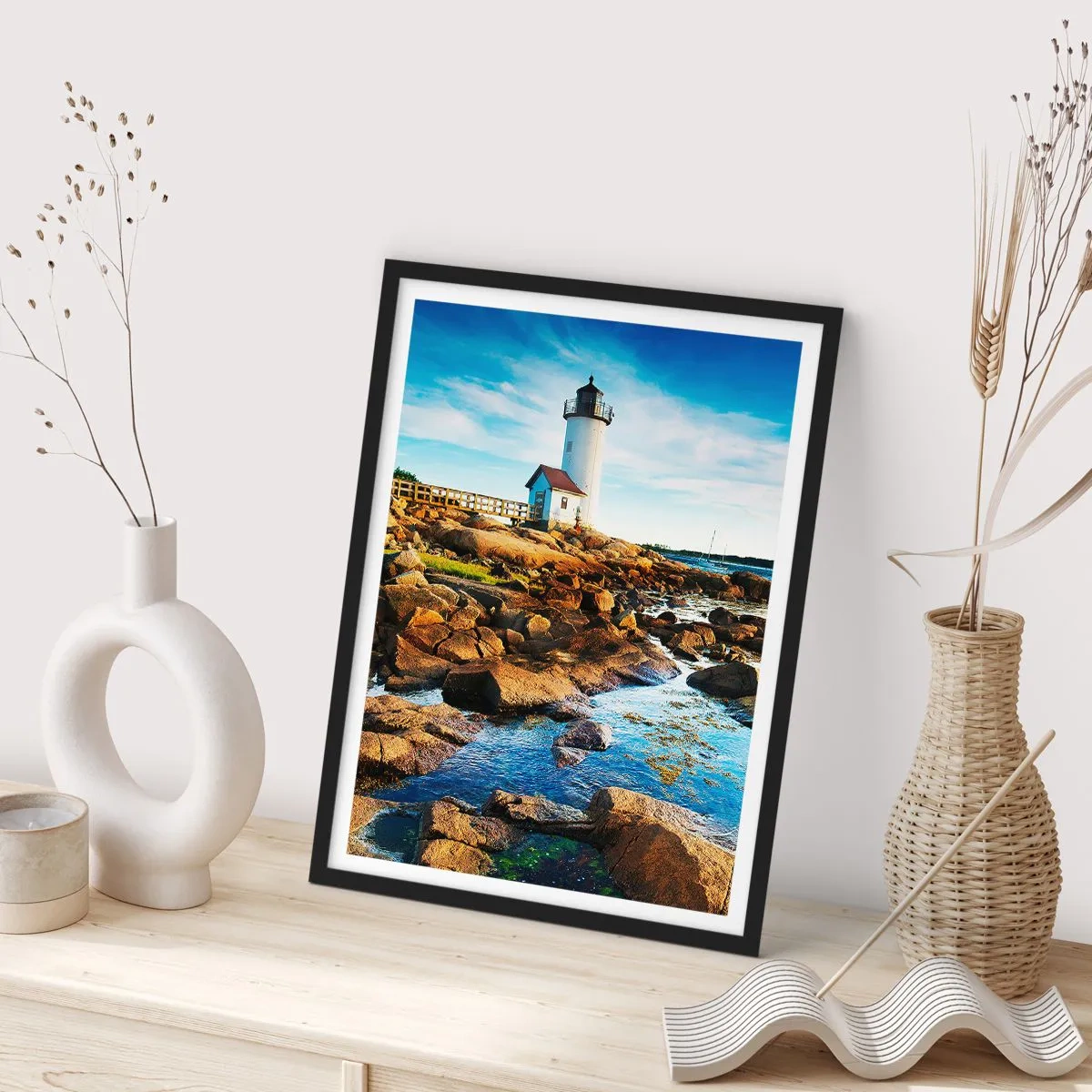 Poster in einem schwarzem Rahmen - Komm glücklich zurück, ich warte - 70x100 cm