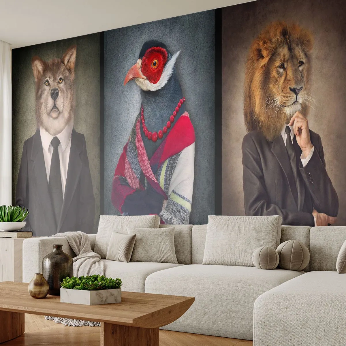 Fototapete Standard Eco - Was mache ich hier?! - Abstraktion, Hund, Vogel - 250x175 cm