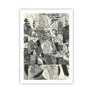 Poster - Schwarz-weiße abstrakte geometrische Muster - 50x70cm - Die Dynamik der Gegenwart - Moderne Wanddekoration für Wohnzimmer und Schlafzimmer ARTTOR
