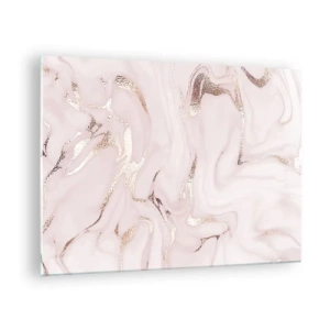 Glasbild - Bild auf glas - Abstraktes Marmormuster in Roségold - 70x50cm - In einem rosa Schal - Moderne Wanddekoration für Wohnzimmer und Schlafzimmer ARTTOR