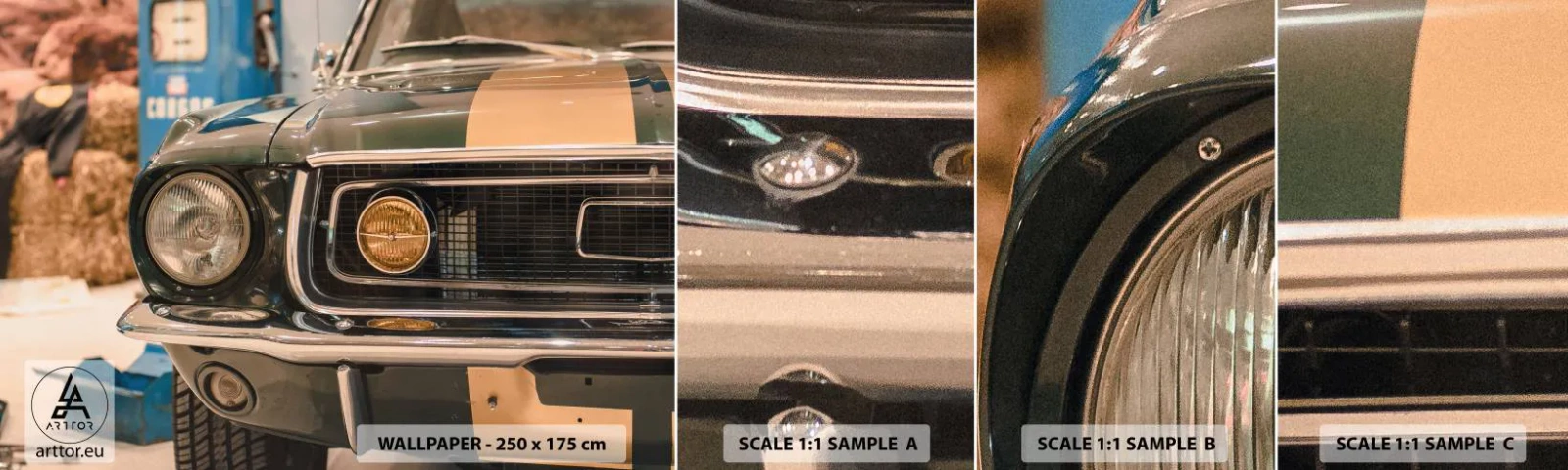 Fototapetenmuster Standard Eco - Treffen mit einer Legende - Auto, Automobil, Alte Schule - 100x30 cm