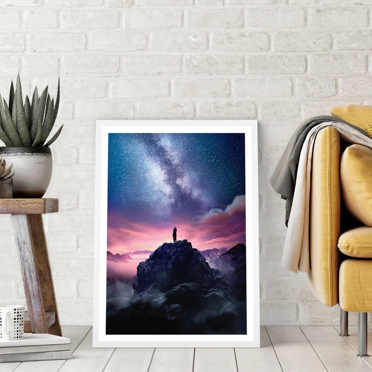 Poster in einem weißen Rahmen - Und er fühlte das Leben - 70x100 cm