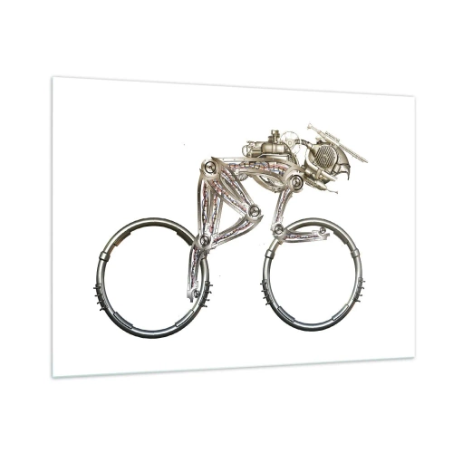 Glasbild - Bild auf glas - Industriefahrrad aus Metall - 100x70cm - Eine tolle Maschine - Moderne Wanddekoration für Wohnzimmer und Schlafzimmer ARTTOR