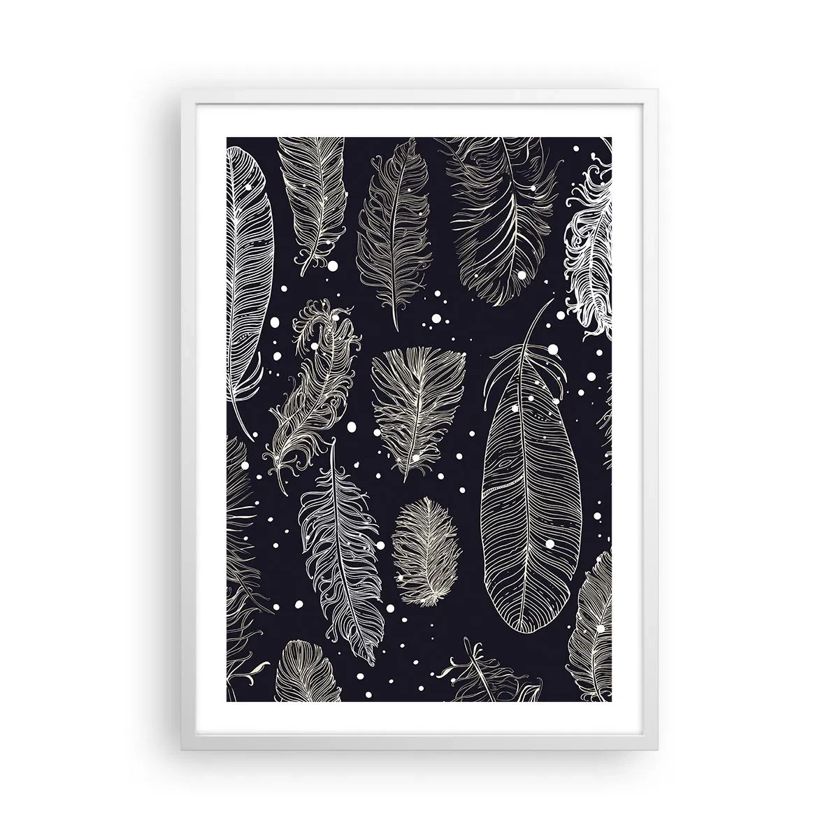 Poster in einem weißen Rahmen - Gefiederte Spitze - 50x70 cm