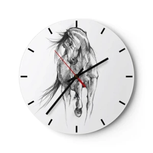 Wanduhr - Glasuhr - Im anmutigen Trab - 40x40 cm
