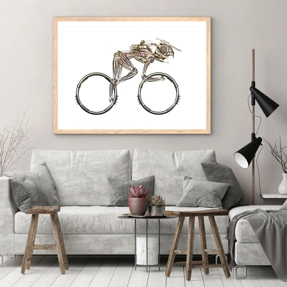 Poster in einem Rahmen aus heller Eiche - Eine tolle Maschine - 70x50 cm