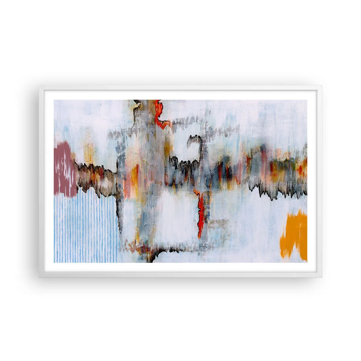 Poster in einem weißen Rahmen - Ein Stock auf dem Wasser - 91x61 cm