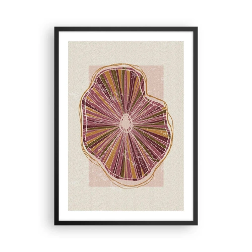 Poster in einem schwarzem Rahmen - Abstrakter Querschnitt eines Baumes in Rosa- und Brauntönen. - 50x70cm - Strahlende Abstraktion - Moderne Wanddekoration für Wohnzimmer und Schlafzimmer ARTTOR