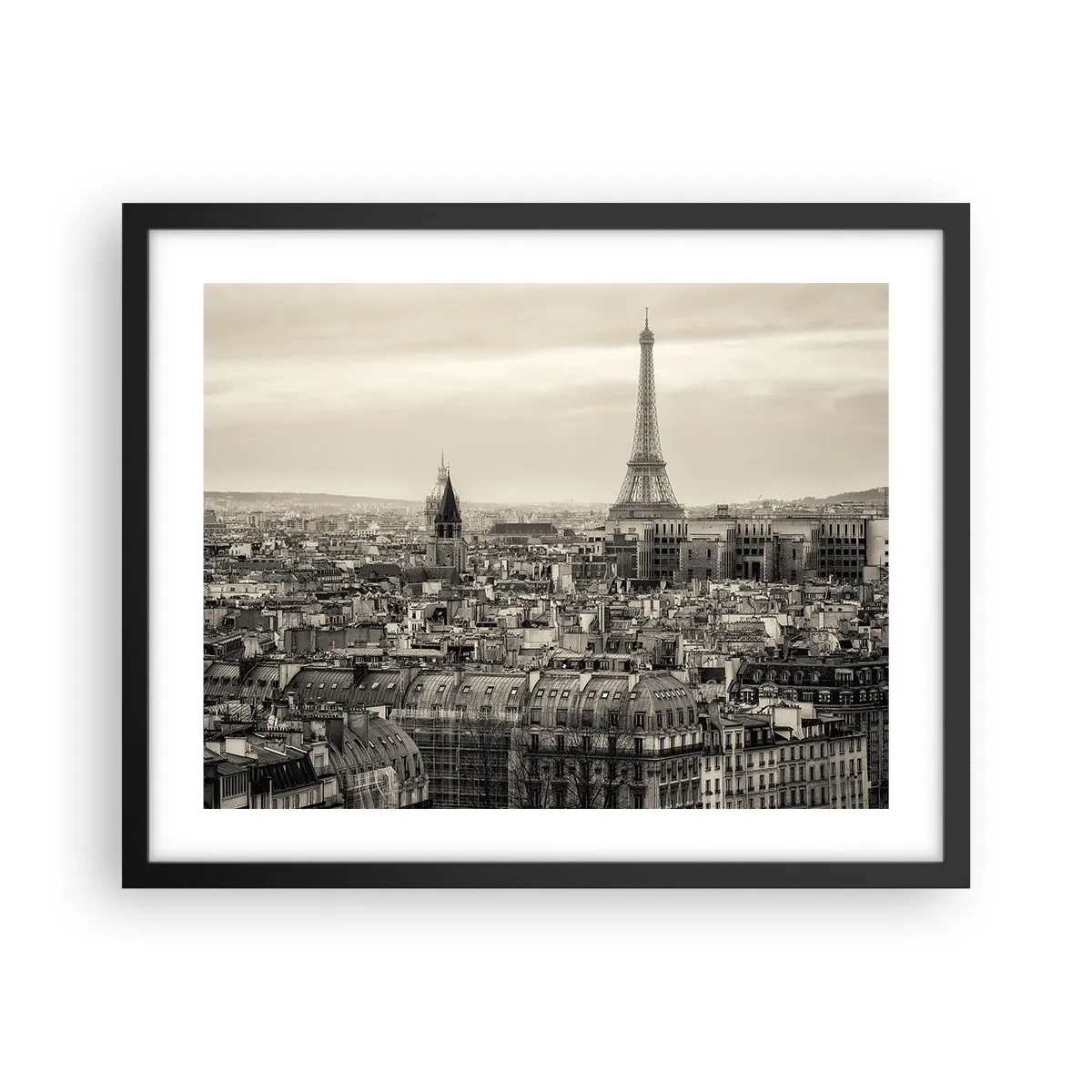 Poster in einem schwarzem Rahmen - Über den Dächern von Paris - 50x40 cm