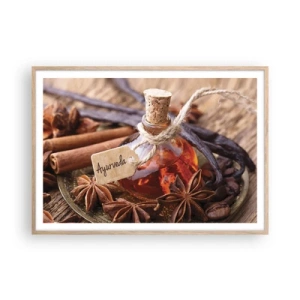 Poster in einem Rahmen aus heller Eiche - Zur Einheit von Körper und Geist - 100x70 cm