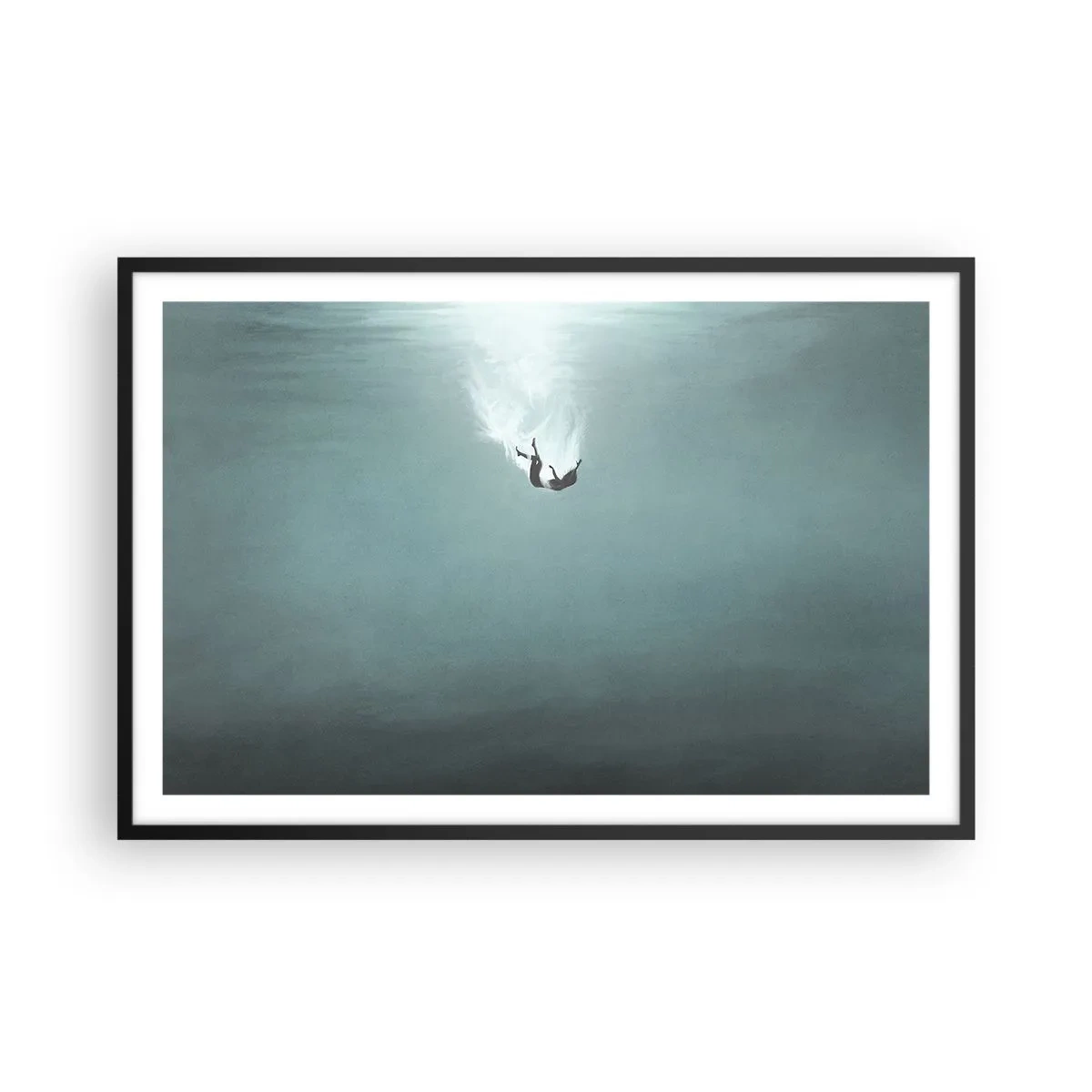 Poster in einem schwarzem Rahmen - In den Armen des Ozeans - 91x61 cm