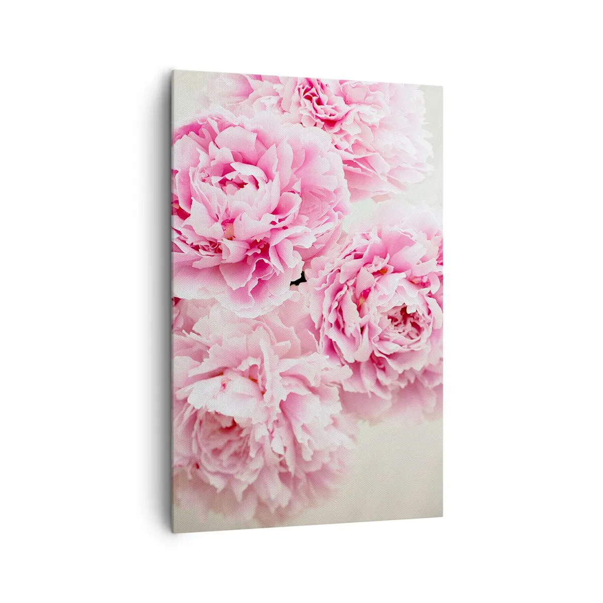 Bild auf Leinwand - Leinwandbild - Ein Strauß rosa Pfingstrosen auf hellem Hintergrund - 80x120cm - In rosa Glamour - Moderne Wanddekoration für Wohnzimmer und Schlafzimmer ARTTOR