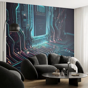 Selbstklebende Fototapete Deluxe Sticker - Ich denke nur… - Technologie, Computer, Prozessor - 500x350 cm