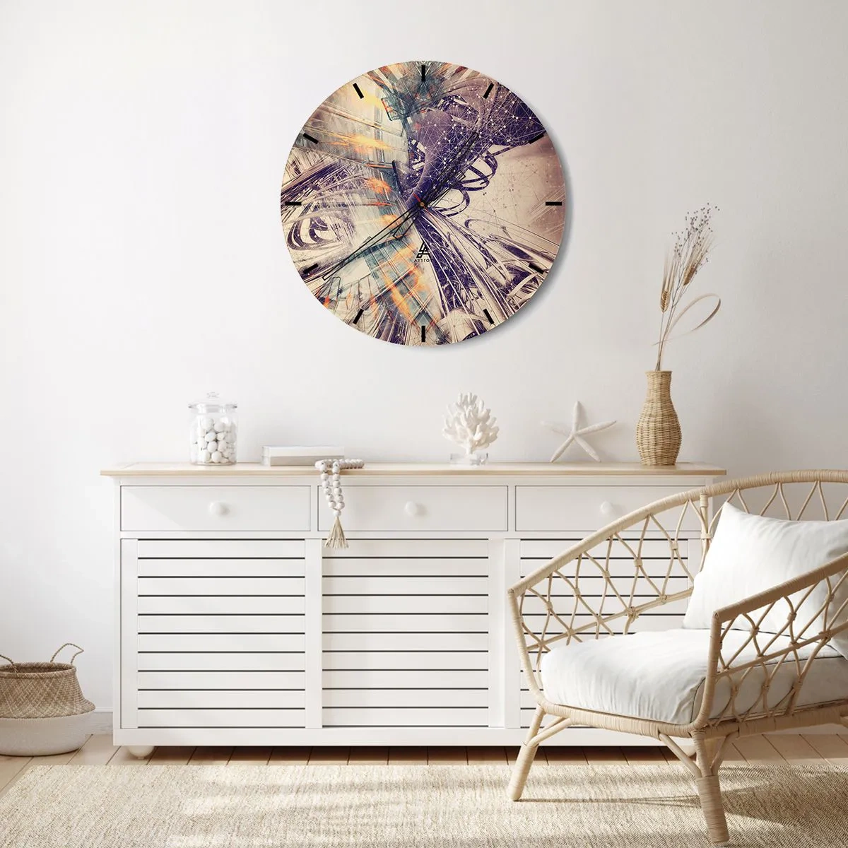 Wanduhr - Glasuhr - In großer Eile - 40x40 cm