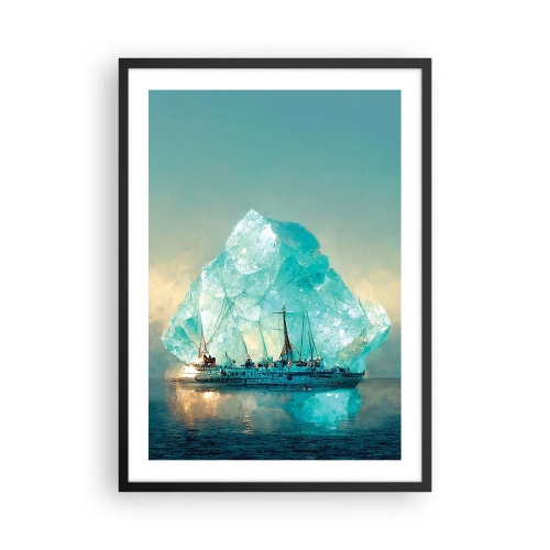 Poster in einem schwarzem Rahmen - Ein Schiff in der Nähe eines riesigen Eisbergs - 50x70cm - Arktischer Diamant - Moderne Wanddekoration für Wohnzimmer und Schlafzimmer ARTTOR