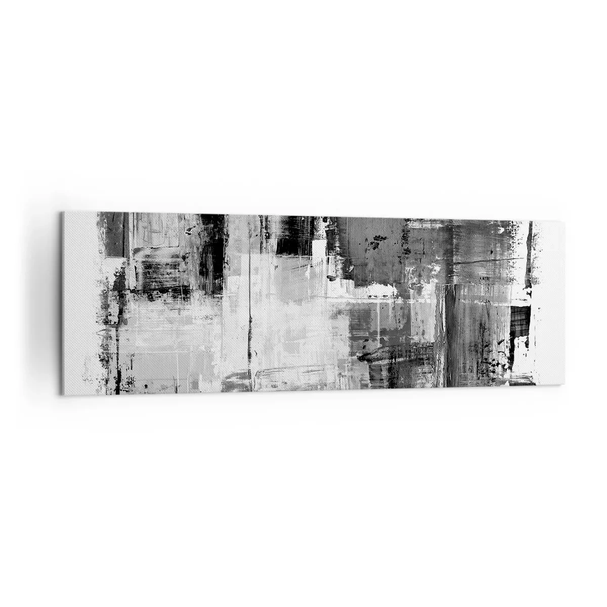 Bild auf Leinwand - Leinwandbild - Abstrakte Komposition in Schwarz, Weiß und Grau - 160x50cm - Wunderschönes Grau - Moderne Wanddekoration für Wohnzimmer und Schlafzimmer ARTTOR