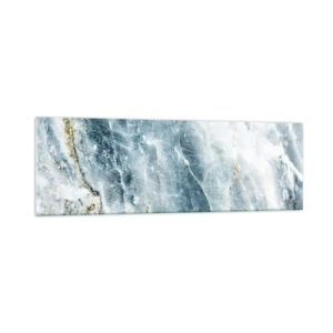 Glasbild - Bild auf glas - Marmorstruktur in Blau- und Weißtönen - 160x50cm - Eiswelt - Moderne Wanddekoration für Wohnzimmer und Schlafzimmer ARTTOR