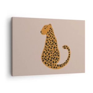 Bild auf Leinwand - Leinwandbild - Eine minimalistische Zeichnung eines Panthers auf beigem Hintergrund - 70x50cm - Leopardenmuster ist ein modisches Muster - Moderne Wanddekoration für Wohnzimmer und Schlafzimmer ARTTOR