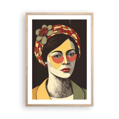 Poster in einem Rahmen aus heller Eiche - Korallendame - 50x70 cm