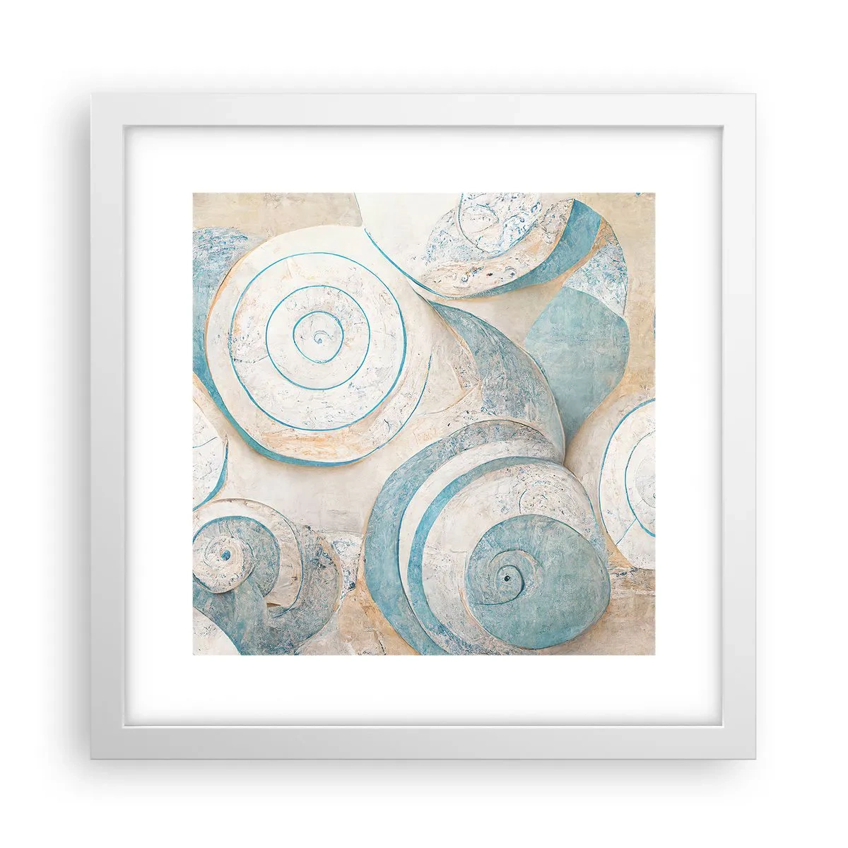 Poster in einem weißen Rahmen - Was verbirgt sich in der Muschel? - 30x30 cm