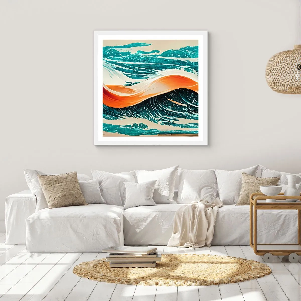 Poster in einem weißen Rahmen - Traum eines Surfers - 60x60 cm