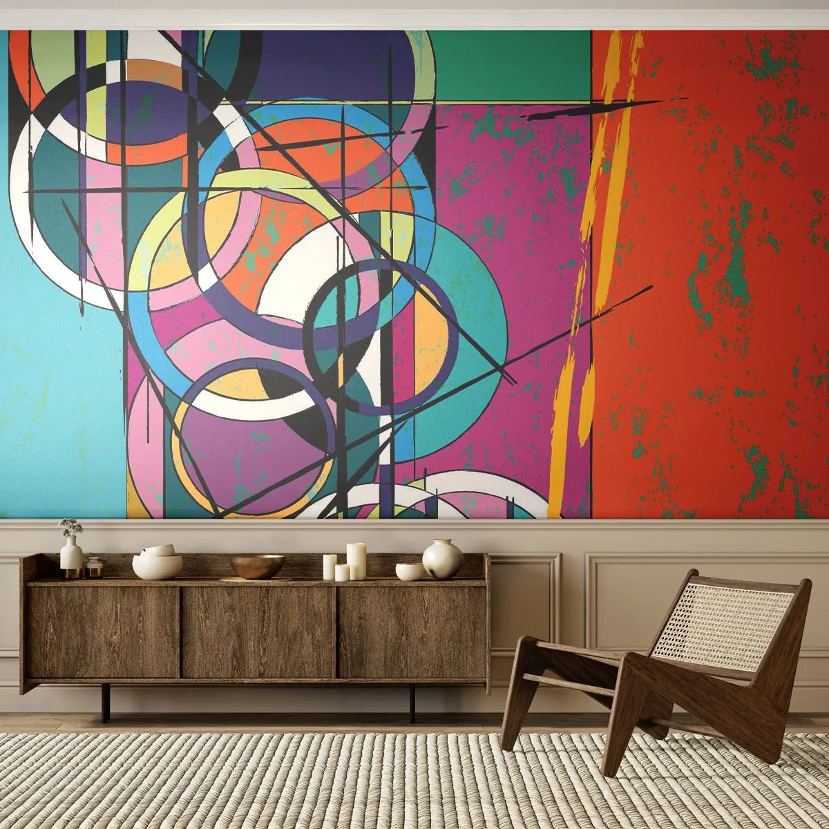Fototapete Premium Sand - Rad für Rad - Abstraktion, Stück, Grafik - 200x140 cm