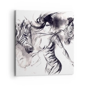 Bild auf Leinwand - Leinwandbild - Tanzen mit den Zebras - 70x70 cm