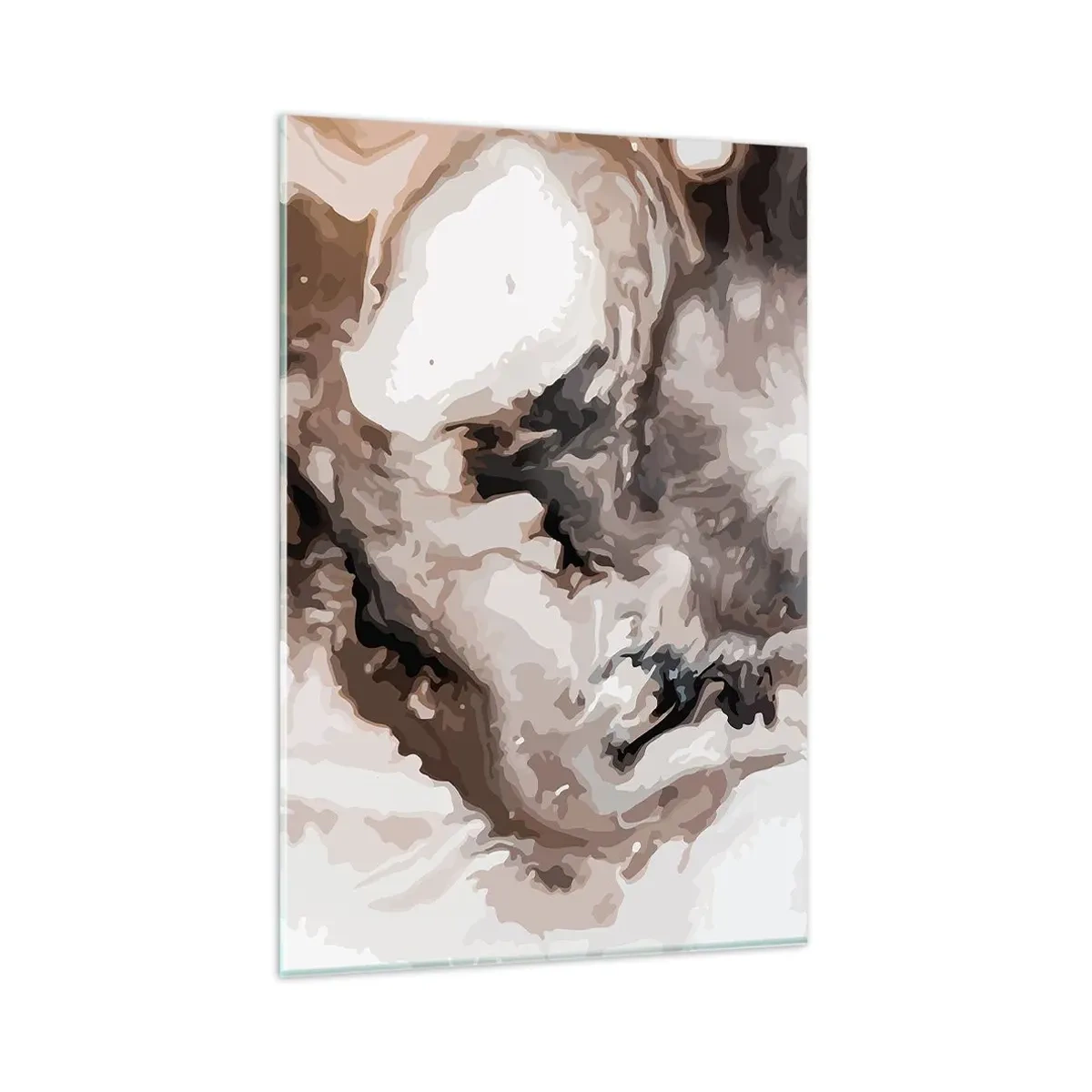 Glasbild - Bild auf glas - Abstraktes Muster in Braun- und Weißtönen - 80x120cm - Die Geburt einer Galaxie - Moderne Wanddekoration für Wohnzimmer und Schlafzimmer ARTTOR