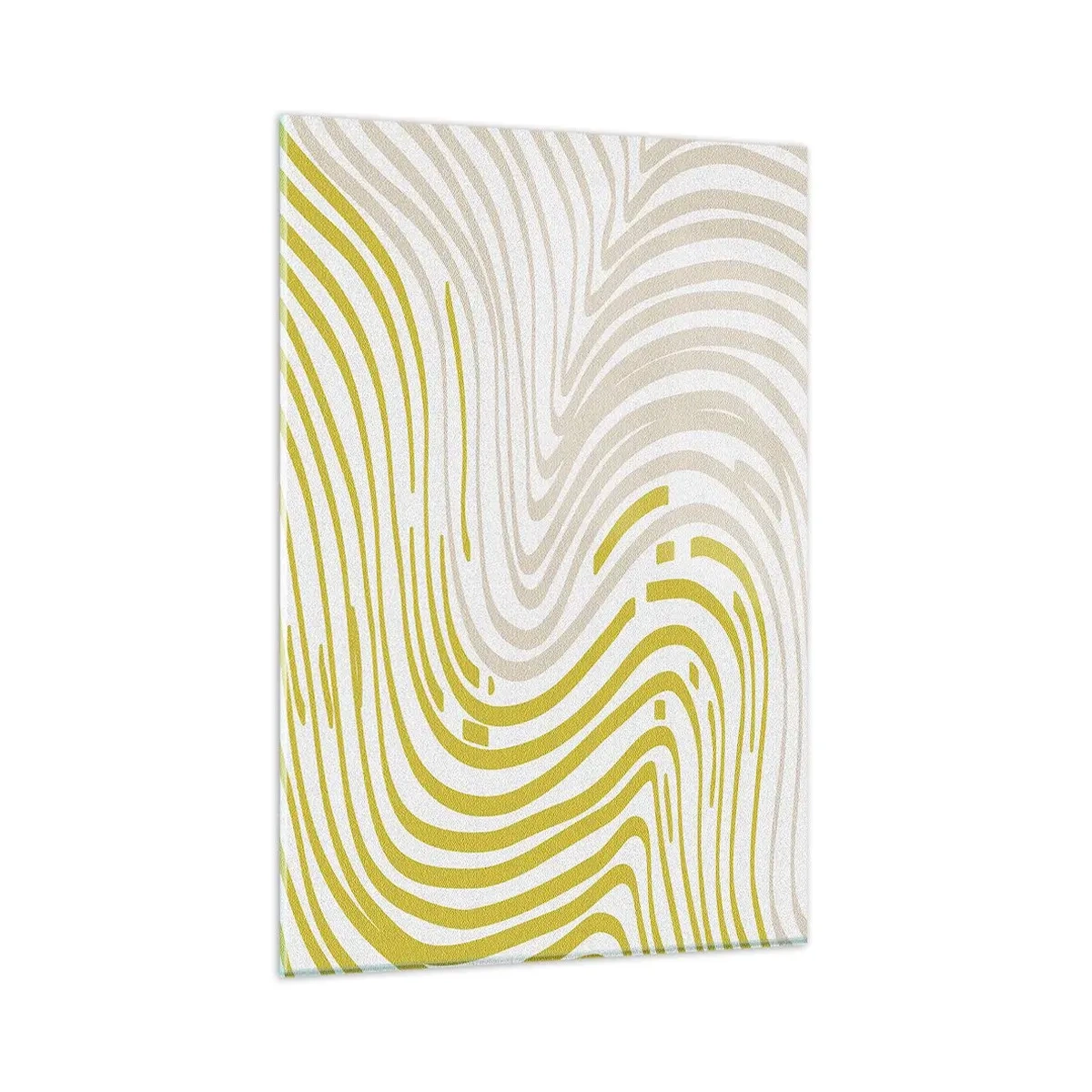 Glasbild - Bild auf glas - Ein abstraktes Muster mit Wellenlinien in Gelb- und Beigetönen. - 80x120cm - Komposition mit sanfter Biegung - Moderne Wanddekoration für Wohnzimmer und Schlafzimmer ARTTOR
