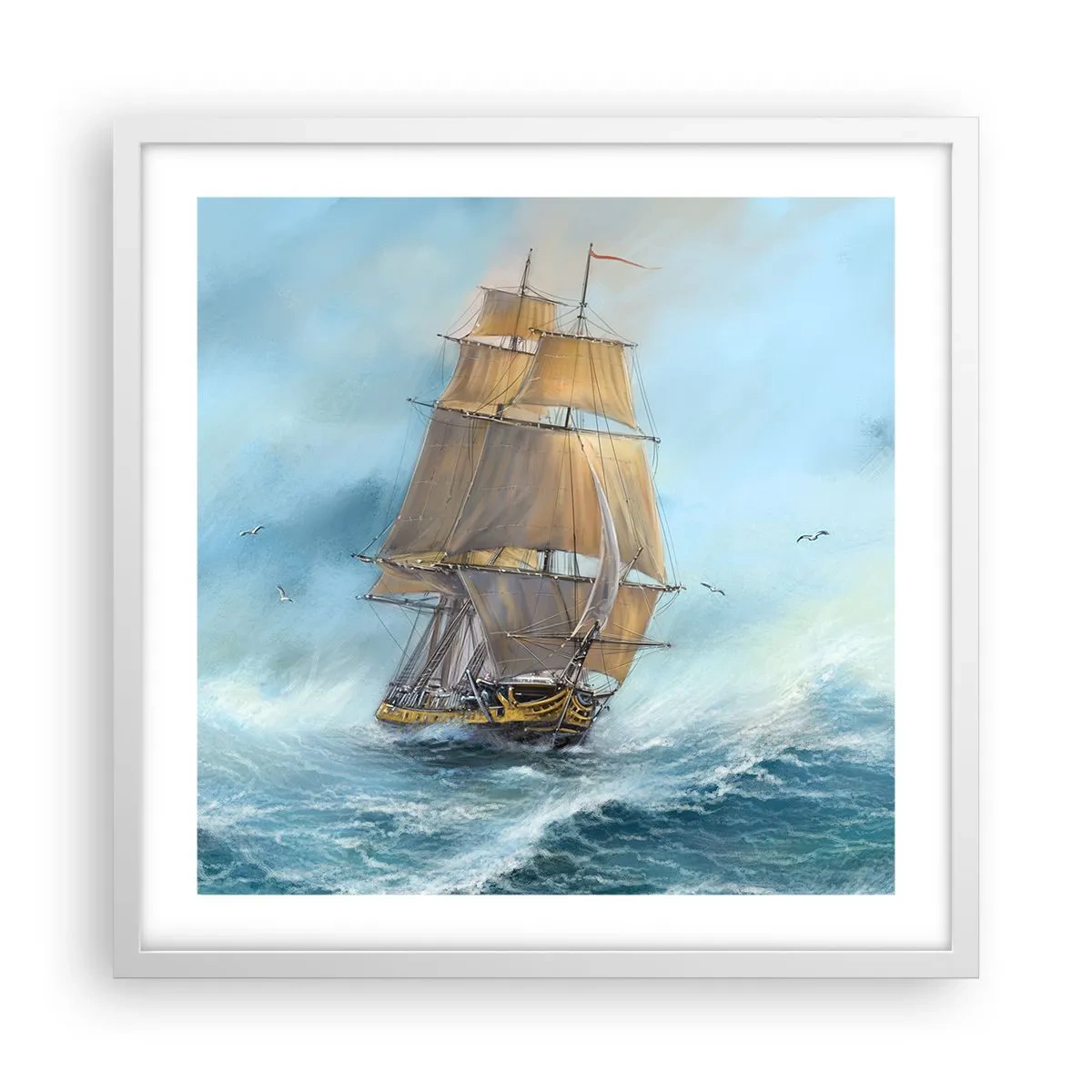 Poster in einem weißen Rahmen - Über die Wellen gleiten - 50x50 cm