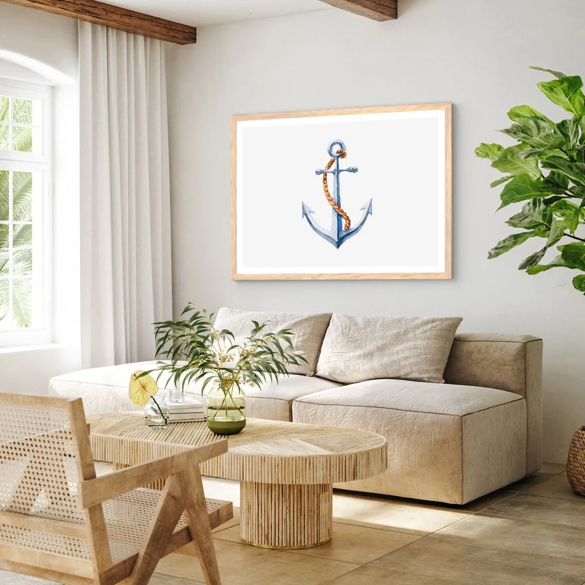 Poster in einem Rahmen aus heller Eiche - Ahoi Abenteuer! - 91x61 cm