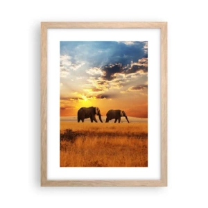 Poster in einem Rahmen aus heller Eiche - Familienspaziergang - 30x40 cm