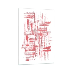 Glasbild - Bild auf glas - Abstrakte rosa Texturen auf weißem Hintergrund - 70x100cm - Die rote Stadt - Moderne Wanddekoration für Wohnzimmer und Schlafzimmer ARTTOR