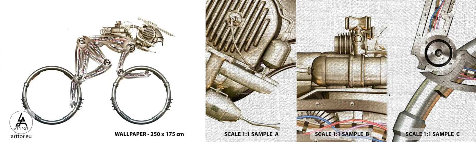 Fototapeten Muster Premium Canvas - Eine tolle Maschine - Abstraktion, Fahrrad, Grafik - 100x30 cm