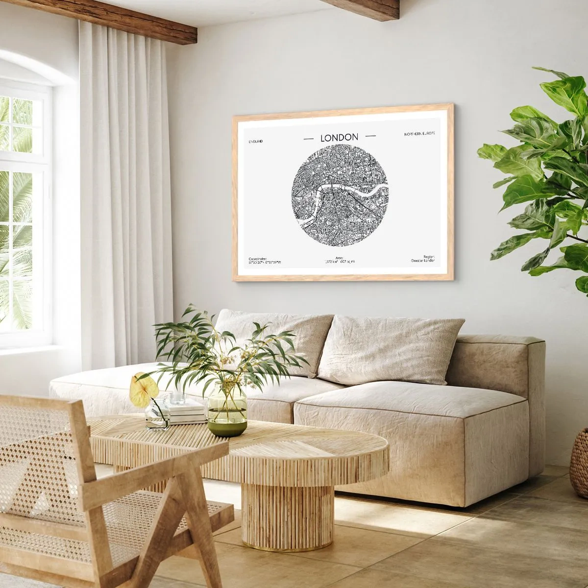 Poster in einem Rahmen aus heller Eiche - Anatomie von London - 100x70 cm