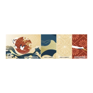 Fototapeten Muster Selbstklebend Deluxe Sticker - Japanisches Märchen - Reiher, Vogel, Abstraktion - 100x30 cm