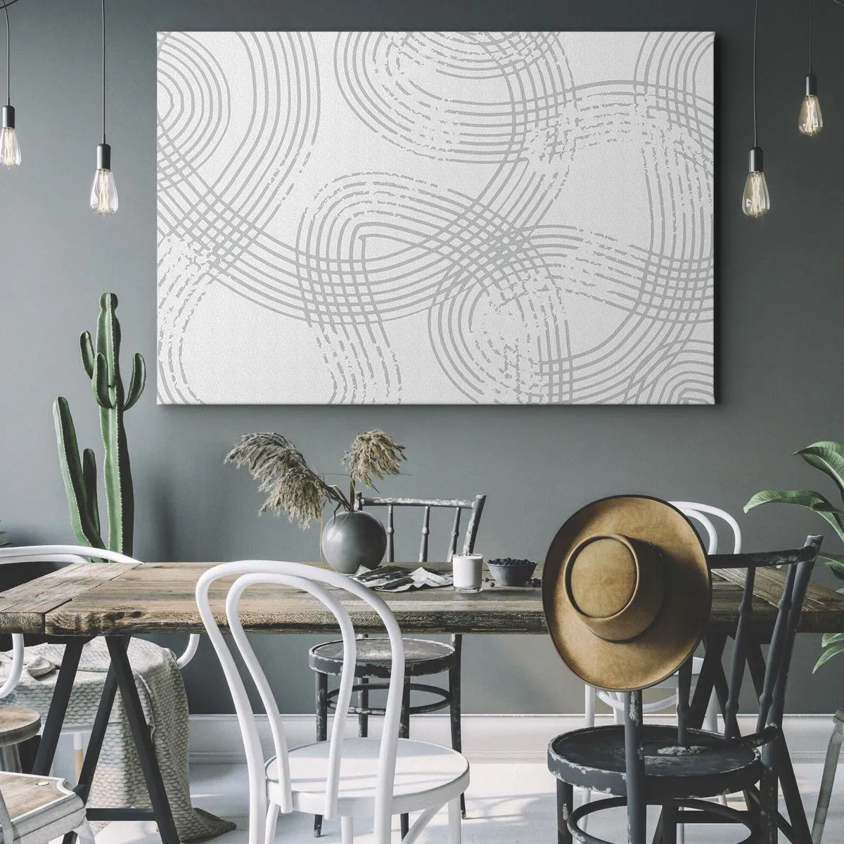 Bild auf Leinwand - Leinwandbild - Ein subtiles Muster mit verwobenen Linien in hellen Farbtönen - 70x50cm - Es gibt keinen einfachen Weg - Moderne Wanddekoration für Wohnzimmer und Schlafzimmer ARTTOR