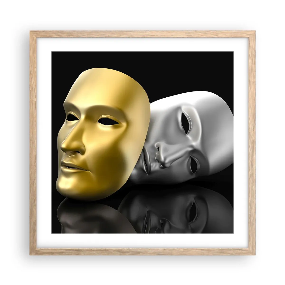 Poster in einem Rahmen aus heller Eiche - Das Leben ist wie ein Theater - 50x50 cm