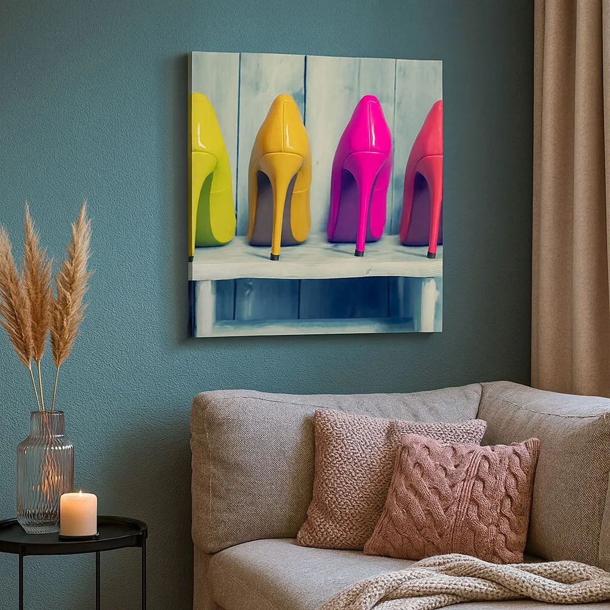 Bild auf Leinwand - Leinwandbild - Spazierengehen auf dem Regenbogen - 30x30 cm