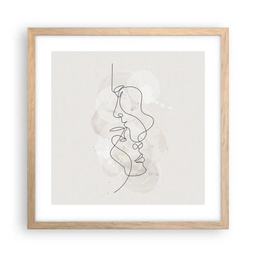 Poster in einem Rahmen aus heller Eiche - Verstrickt in eine Umarmung - 40x40 cm