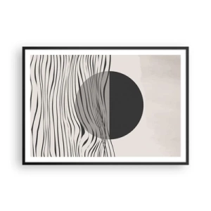 Poster in einem schwarzem Rahmen - Abstrakte Linien und geometrische Formen in gedeckten Farben - 100x70cm - Halbe Komposition - Moderne Wanddekoration für Wohnzimmer und Schlafzimmer ARTTOR