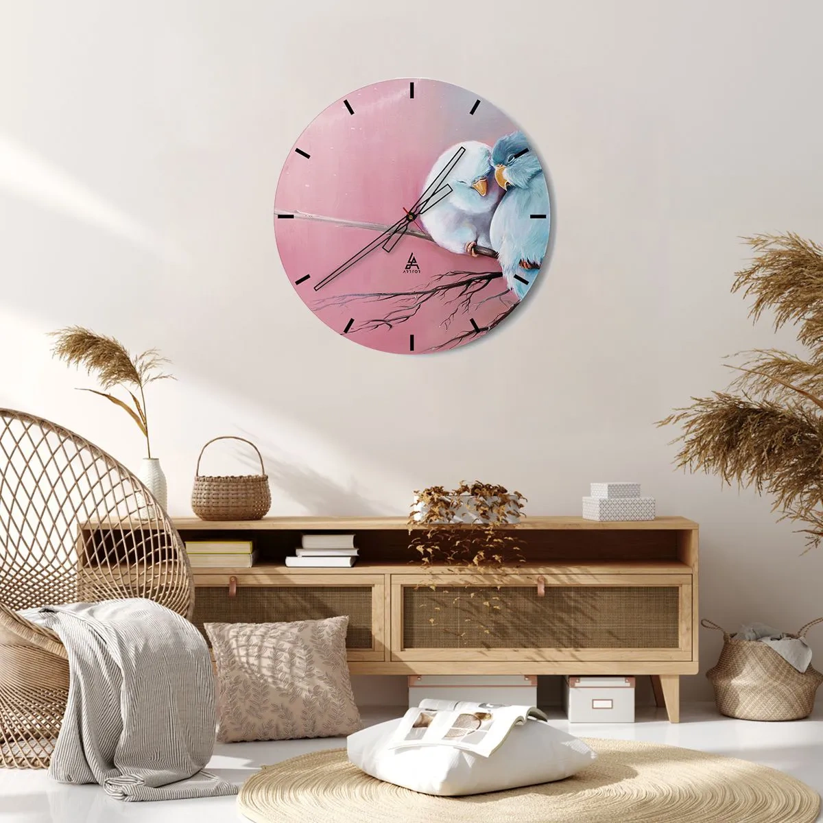 Wanduhr - Glasuhr - Nahaufnahme von bunten Blumen in Rosa- und Goldtönen - 30x30cm - Was kann ich hier hinzufügen? ... - Moderne Wanddekoration für Wohnzimmer, Küche und Schlafzimmer ARTTOR