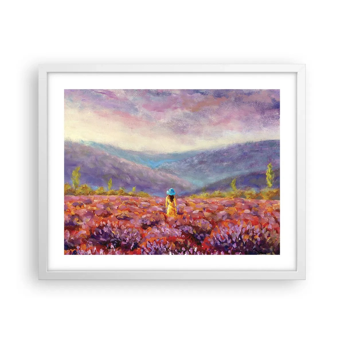 Poster in einem weißen Rahmen - In einer Lavendelwelt - 50x40 cm