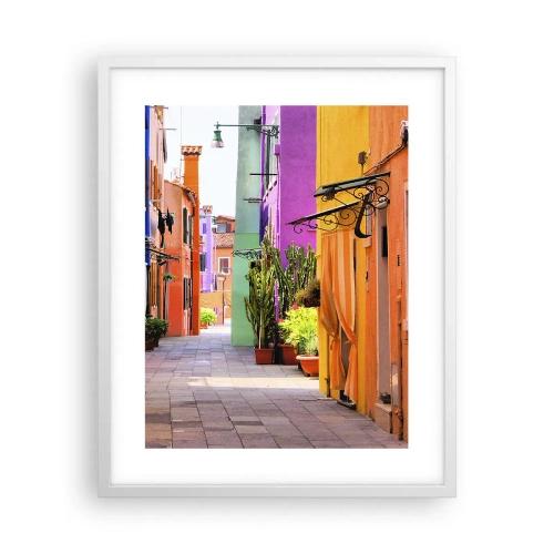 Poster in einem weißen Rahmen - Regenbogengasse - 40x50 cm