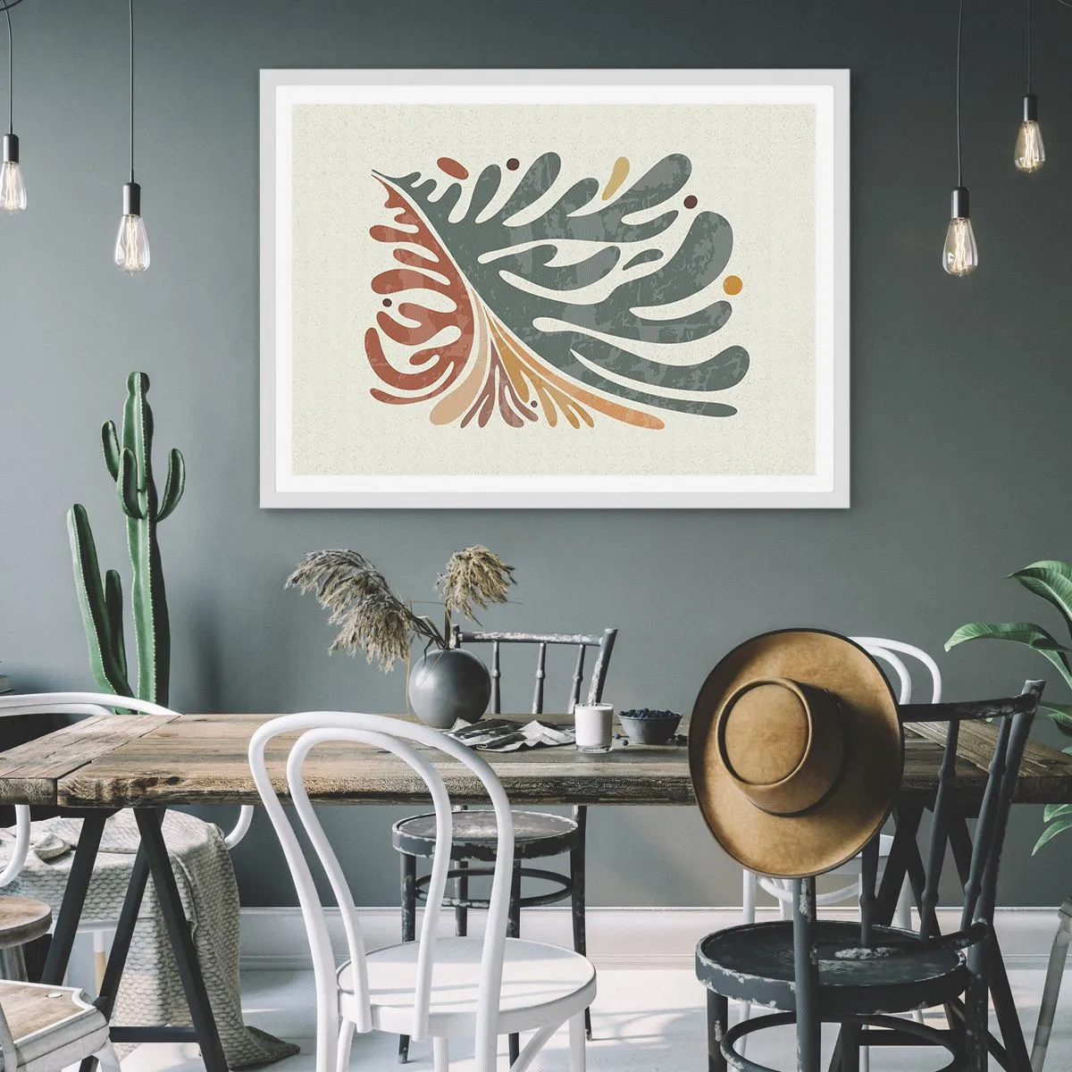 Poster in einem weißen Rahmen - Mehrfarbiges Blatt - 100x70 cm