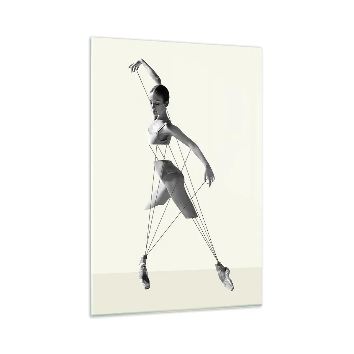 Glasbild - Bild auf glas - Ballerina in geometrischer Interpretation mit Linien - 80x120cm - Im Theater der Welt - Moderne Wanddekoration für Wohnzimmer und Schlafzimmer ARTTOR